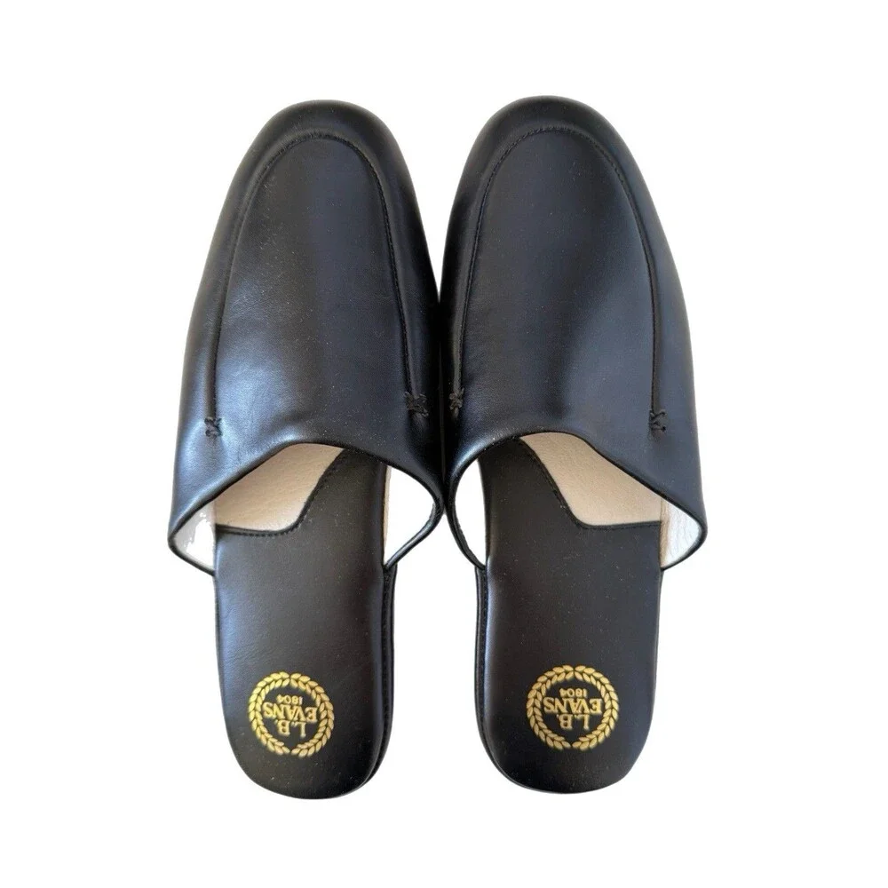 L.B. Evans 1804 Duke Black Slip On Padded Leather Slippers Men’s Size 10.5M